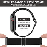 Xl Stretch Solo Loop Band Compatible With Apple Watch Series 10/9/8/7/6/5/4 Se Ultra 2/1 49Mm 46Mm 45Mm 44Mm, Adjustable Stretchy Elastic Nylon Braided Sport Strap For Iwatch Women Men, Black