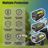 40V Charger Replacement For Ryobi 40V Battery Charger Op401 S,Dual Ports Fast Charger Compatible With Ryobi 40V Battery Lithium Op4015 Op4026 Op4030 Op4040 Op4050 Op4060 Op40301 Op4050A