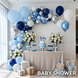 Navy Light Blue Silver White Balloons Arch Kit Birthday Decoration, 129pcs