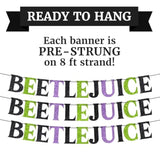 Pre Strung Beetlejuice Banner Purple Green Glitter Halloween Party Decor