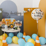 18" Round Foil Happy Birthday Balloon Construction Vehicles for Boys Party