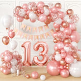 100pcs 13th Birthday Decorations, Balloons, Garland, Banner for 13-Year-Old Girl Party