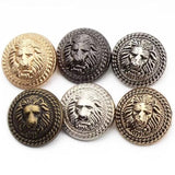 5Pcs Vintage Lion Pattern Shank Metal Button Round For Sewing Clothing
