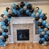Blue And Black Balloons,12 Inch Dark Blue And Silver Black Pearl Light Blue Balloons For Kids Boys Birthday Party Decorations Baby Shower Graduations Celebrations Backdrop Supplies