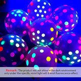 50 Pcs Glow In The Dark Balloons Neon Uv Blacklight Latex Balloons Decoration 12 Inch Reactive Fluorescent Mini Polka Dots Party Supplies For Neon Glow Birthday Party