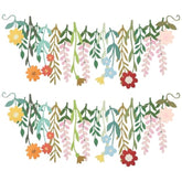 2pcs Colorful Flower Garland Banners — Waterproof Party Backdrop Decor