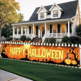 Happy Halloween Banner 120x20 Inch Orange Black Outdoor Yard Sign Party Decorations
