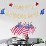 Glitter Gold Happy Labor Day Banner: USA Patriotic Home, School, & Office Decor