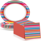 Mexican Fiesta Party Oval Paper Plates 11Inch Plates And Napkins, Mexico Stripes Dish Tray For Dance Pinata Taco Party Colorful Ponchos Supplies Picnic Tableware Decor, 25 Guest