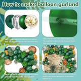 Jungle Safari Balloon Arch Kit: Green & Gold Party Garland with Palm Leaves