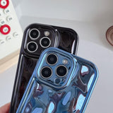 For Iphone 16 Pro Case,Water Ripple Wave Meteorite Bubble Chrome Plating Soft Phone Case (Light Black)