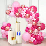125Pcs Pink Balloon Garland Arch Kit, Hot Pink Metallic Rose Gold Confetti Latex Balloons For Baby Girl Shower Princess Birthday Wedding Valentine'S Party Decorations