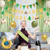 Camp Bachelorette Party Decorations, Green Bride To Be Sash Veil Fringe Curtain, Cabin Crew Before I Do Banner Balloons Temporary Tattoos Kit, Camping Themed Bridal Shower Wedding Decorations