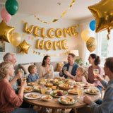 24pcs Welcome Home Letter Banner with Star Confetti Balloons for Military Party Decor
