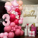 Light Pink Balloon Garland Arch Kit With Baby Pink 40 Inch Number 3 Balloon And Bow Foil Balloon, 3Rd Birthday Decorations For Girl Princess 3 Year Old Birthday Party Baby Shower Anniversary Wedding