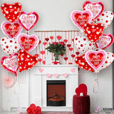 White & Pink Heart Shaped Foil Balloons 18 Inch, Pack of 12