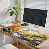 Jumping Fish Gaming Mouse Pad, 31.5"×11.8" Extended Desktop Autumn Fishing Scene Mouse Pads For Keyboard Laptop Computer, Large Desk Mat With Stitched Edges For Work Office Desk Decor