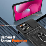 T-Mobile REVVL 8 Pro Phone Case with 2 HD Screen Protectors, Heavy Duty Shockproof 360° Rotation Metal Kickstand Military Grade Protective Case for Revvl 8 Pro 5G Black