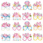 Axolotl Birthday Glasses Decorations, 24Pcs Axolotl Party Photo Booth Prop Supplies, Cute Salamander Gift Favors Eyeglasses Dress Up Cosplay