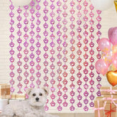 Pink Dog Birthday Party Decorations: Paw Print Foil Fringe Curtains