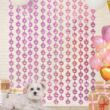 Pink Dog Birthday Party Decorations: Paw Print Foil Fringe Curtains