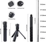 Bullet Time Handle Tripod Rotating Grip with Invisible Selfie Stick, for Insta360 X5/X4, DJI OSMO Pocket 3, GoPro, 1/4" Thread, 6 lbs Load Capacity,