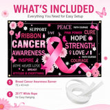 Breast Cancer Awareness Month Backdrop Banner, 72" x 43" Pink Ribbon Decor