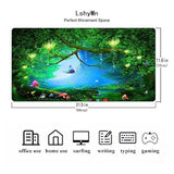 Butterfly Large Mousepad 31.5X11.8 Inches Dream Wonderland Moon Forest Plants Trees Graphic Printed Game Mousepad For Office Computer Desk Decoration Bdxpmn256
