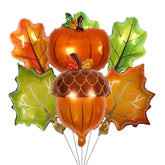 6pcs Fall Foil Balloons Pumpkin Maple Leaf Pine Cone Autumn Party Decorations