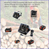 40V Max Fast Charger Compatible With Black And Decker Lcs36 Lcs40 For 36V/40V Lithium Ion Battery Lbx1540 Lsw36 Lbx2540 Lbxr36 Lbx36 Lst136 Lbxr2036 Lht2436 Lbx2040...