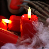 6 Pack Red Flameless Votive Candles With Timer(5 Hour) Christmas Realistic Black Wick Battery Operated Candles Dripping Fake Led Tealights For Halloween Wedding Party Holiday Decoration
