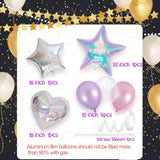 18Pcs Pearl Lilac Pink Purple Balloons Kit 32'' Clear Iridescent Star Foil Balloon Laser Star Heart Shape Balloons For Birthday Party Baby Shower Anniversary Celebration Party Decoration Supplies