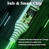 2 Packs Led Usb C Charging Cable 3A Led Light Up Usb A To Usb C Fast Charger Cord Compatible With Samsng Galaxy S24, I-Phone 16/15, Ipad, And More (6.6Ft Green&Green)