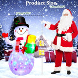 5Ft Christmas Inflatables Snowman With Rotating Lights, Blow Up Snowman Outdoor Decoration Led Lighted Snow Man Christma