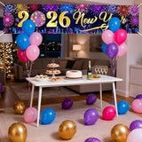 2026 Happy New Year Banner City Night Fireworks Party Backdrop 8x1.6ft