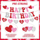 Valentine’S Day Birthday Banner Valentine’S Day Party Decorations Romantic Heart Garland For Girl Boy Celebrating Valentines Day Bday Party Supplies