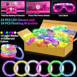 148-Piece Glow-in-the-Dark Party Kit LED Glasses, Bracelets & Glow Sticks