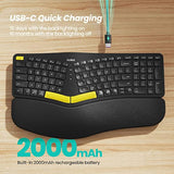 Wireless Ergonomic Keyboard, Split Keyboard With Wrist Rest, Usb-C Charging, 7