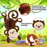 12 Pcs Monkey Cutouts Jungle Party Decorations Honeycomb Monkeys Birthday Party Supplies Paper Safari Hanging Banner Wall Decor For Birthday Baby Shower Room Decor(12 Pcs)