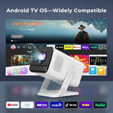 Mini Projector With Wifi 6 And Bluetooth 5.4 Built-In Apps For Bedroom Portable Projector Android 14 Smart Auto Keystone 1080P 4K Support Compatible With Ios/Hdmi/Tv Stick Visualcube 300 White