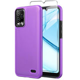 For Blu View 5 Pro Phone Case With Tempered Glass Screen Protector,Dual Layer Heavy Duty Shockproof Protection Phone Case Cover For Blu View 5 Pro (Purple)