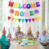 Welcome Home Decorations - Colorful Glitter Paper Welcome Home Banner, Colorful Glittery Pennant Bunting Flag, Housewarming, Homecoming & Military Return Party Decorations