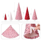 Valentines Day Decor, 5Pcs Valentines Tree Table Decorations, Pink Cone Mini Trees With Glitter Sequins Surface, Valentines Tabletop Tree For Home Table Indoor Valentines Day Gifts