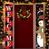 Christmas Porch Signs Snowman Christmas Decorations Supplies Merry Christmas Hanging Flags Welcome Winter Door Banners For Holiday Home Indoor Outdoor Wall Xmas Decor