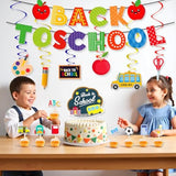 Back To School Banner Decorations - Welcome Back Banner, Hanging Swirls & Cake Toppers (Multicolor, School-Themed)
