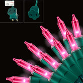 19.6Ft Green Wire Pink String Lights, 100 Count Incandescent Christmas Lights, (Pink, 100 Lights)