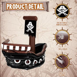 Halloween Inflatable Pirate Ship Drink Cooler Inflatable Serving Bar Food Container For Summer Halloween Pirate Birthday Party Favor Supplies Decorations(Black,Classic)