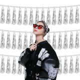 3P Metallic Fringe Tassel Banner Garland Foil Tinsel Streamer Wall Hanging Curtain Backdrop Banners For Parade Floats,Graduation Decorations, Christmas, Wedding Party Decoration(Silver)