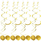 Ceiling Swirl Decorations Hanging Plastic Streamer Themed Swirl Party Decoration For Wedding Thanksgiving Day Graduation Birthday Party Decorations, Pack Of 30 (Gold)