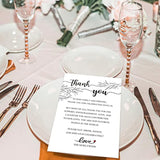 50 Wedding Thank You Place Setting Cards, Wedding Reception Thank You Cards, Table Centerpieces And Wedding Decorations, Bridal, Engagement, Anniversary, 4X6"